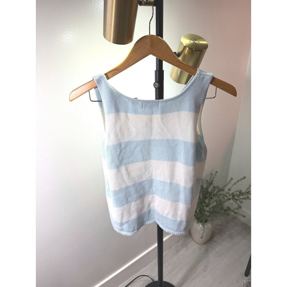 Jeanne Pierre coastal stripe tank vintage pastel blue white seaside vacation Med